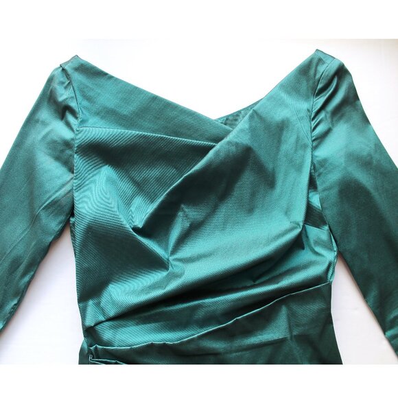 Talbot Runhof Komoe3 Cocktail Dress / Size 6 / Size 36 / Turquoise Gathered - Picture 5 of 13